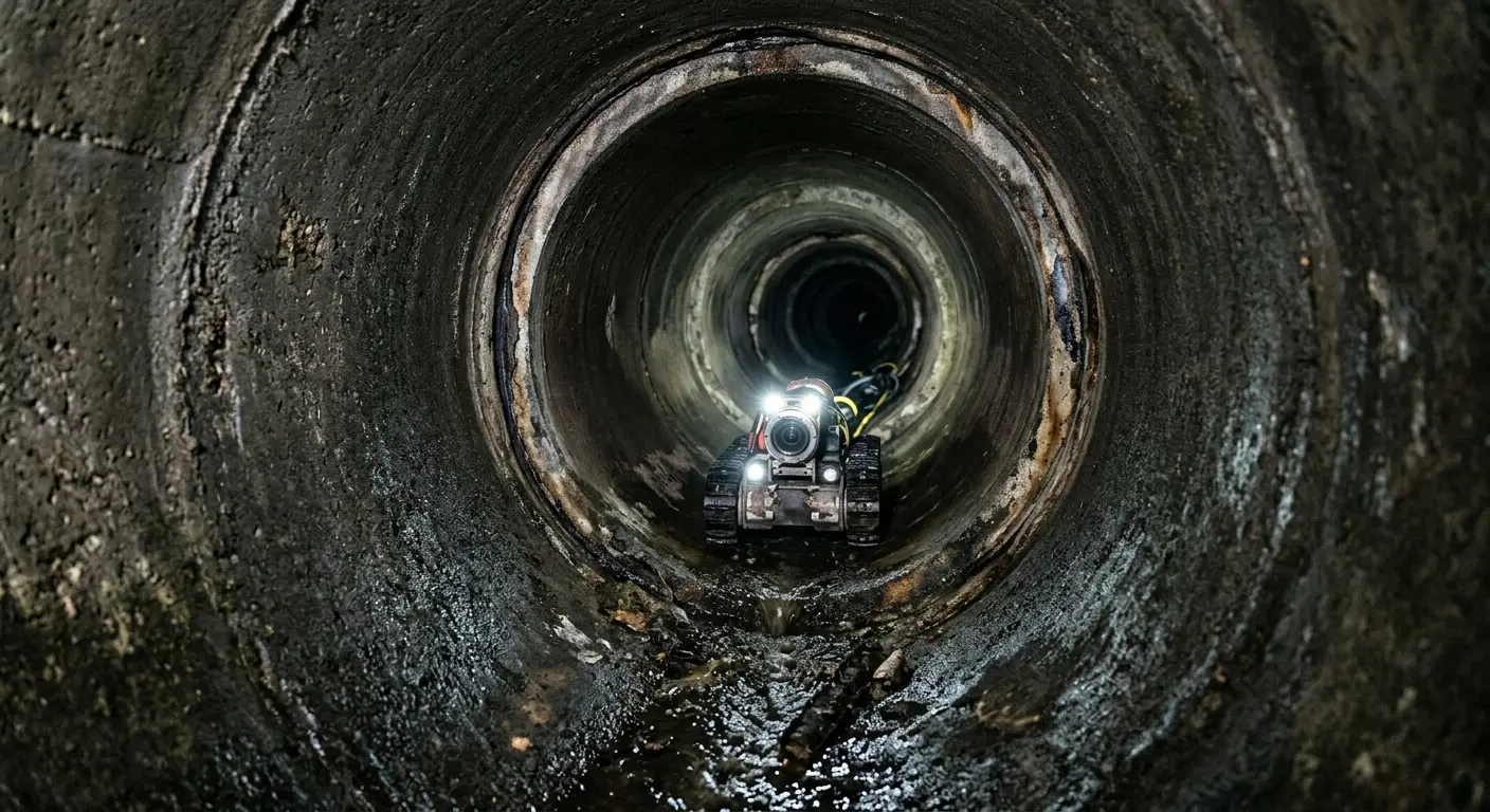 Robotic sewer camera inspecting pipe interior for Sewer Line Repair in Delta